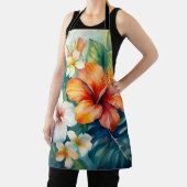 Tropischer Hibiskus Wasserfarbe Hawaiischer Garten Schürze (InSitu)