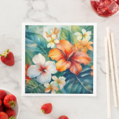 Tropischer Hibiskus Wasserfarbe Hawaiischer Garten Serviette (Beispiel)