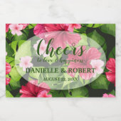 Tropischer Hibiskus Wasserfarbe Mini Schaumweinetikett (Einzelnes Label)