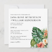 Tropischer Hibiskus Wasserfarbenhochzeit Einladung (Vorderseite)