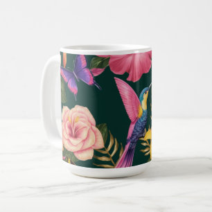 Tropischer Himmel: Tasse mit Blumendesign und Voge