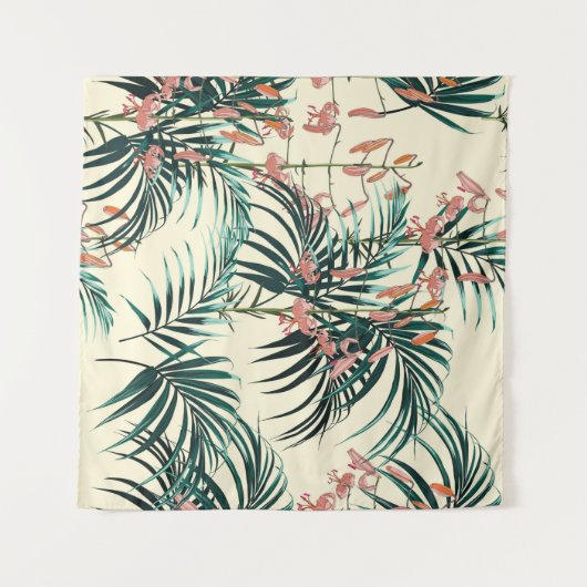 Tropischer Hintergrund mit Dschungel-Pflanze. Naht Wandteppich (Vorderseite (Horizontal))
