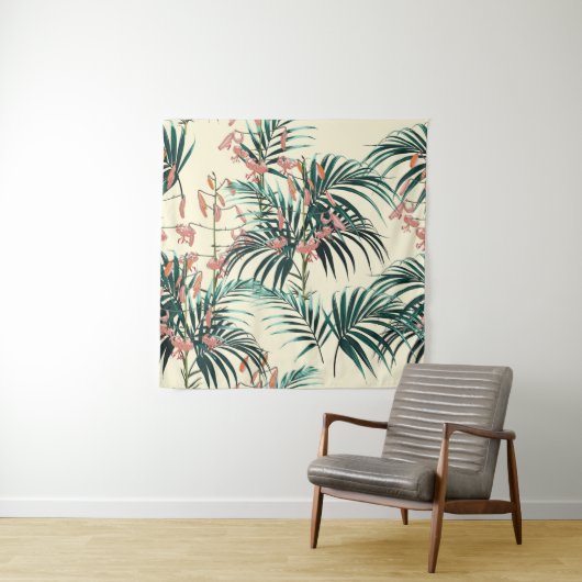 Tropischer Hintergrund mit Dschungel-Pflanze. Naht Wandteppich (Beispiel)