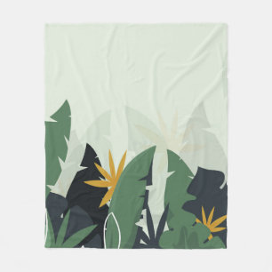 Tropischer Hintergrund mit Dschungelpflanzen. Palm Fleecedecke