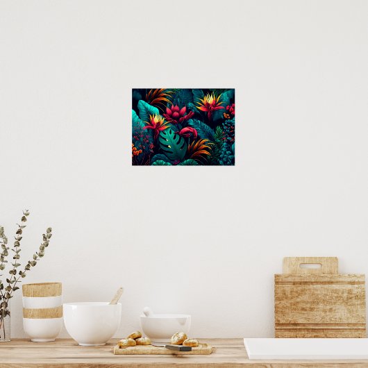 Tropischer Hintergrund mit exotischen Blume und Bl Poster (Küche)