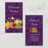 Tropischer Hochzeits-Planer-lila rosa Blume Visitenkarte (Vorne/Hinten)