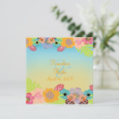 Tropischer Hochzeitsstrand Einladung (Stehend Vorderseite)