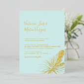 Tropischer Hochzeitsstrand mit handgezogenen Palme Folieneinladung (Stehend vorne)