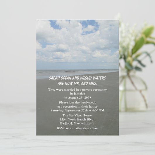 Tropischer Hochzeitstil nur Empfang Einladung (Stehend Vorderseite)