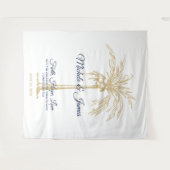 Tropischer Hochzeitsvorhang mit blauem Goldpalm Wandteppich (Vorderseite (Horizontal))