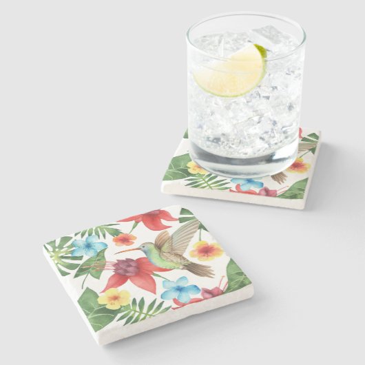 Tropischer Hummingbird 2 Steinuntersetzer (Seitenansicht)