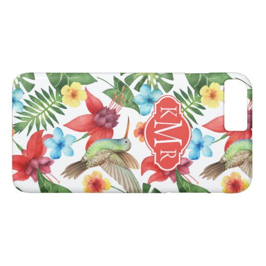 Tropischer Hummingvogel| Monogramm Case-Mate iPhone Hülle (Rückseite (Horizontal))