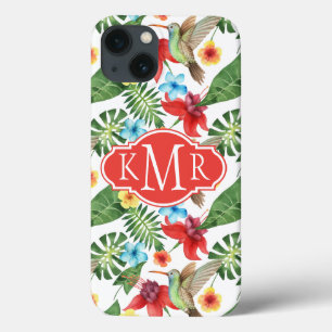 Tropischer Hummingvogel Monogramm iPhone 13 Hülle