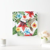 Tropischer Hummingvogel Quadratische Wanduhr (Zuhause)