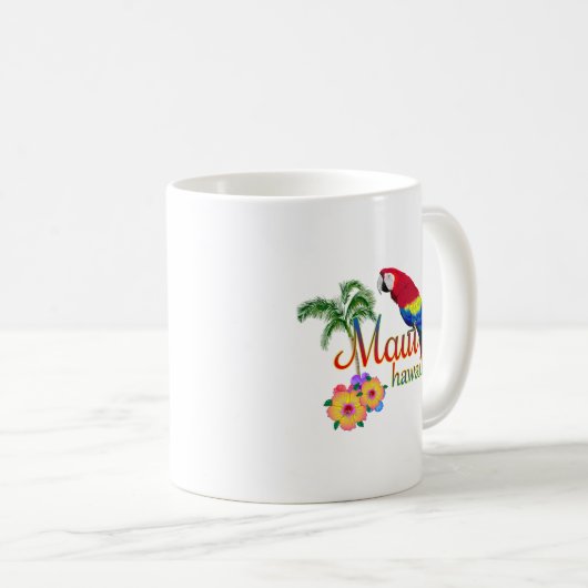 Tropischer Insel-Papagei Mauis Hawaii Kaffeetasse (VorderseiteRechts)