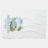 Tropischer Insel-Retro-Blauer Bus Geschirrtuch (Horizontal)