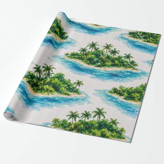 Tropischer Inselpalmenbaum Geschenkpapier (Ungerollt)