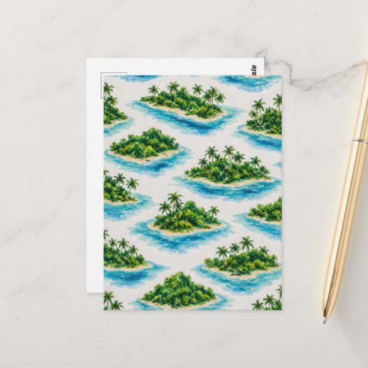 Tropischer Inselpalmenbaum Postkarte (Vorderseite/Rückseite Beispiel)