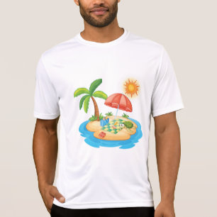 Tropischer Inselstrand-Schildkröte-Palmen-Picknick T-Shirt