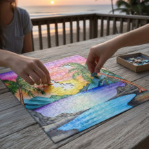 Tropischer Inselstrand Sonnenuntergang