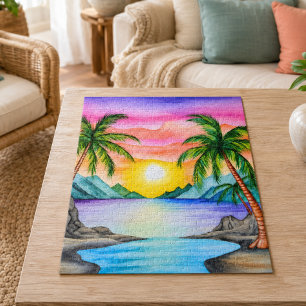 Tropischer Inselstrand Sonnenuntergang Puzzle