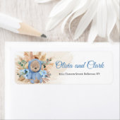 Tropischer Junge Teddy Bär Pampas Gras blauen Blum (Insitu)