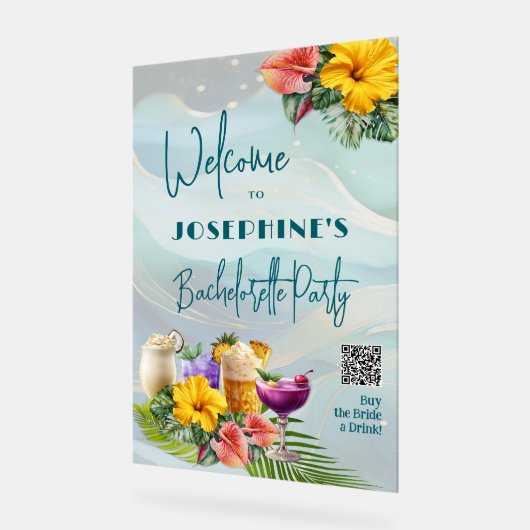Tropischer Junggeselinnen-Abschied Acrylschild (Winkel)
