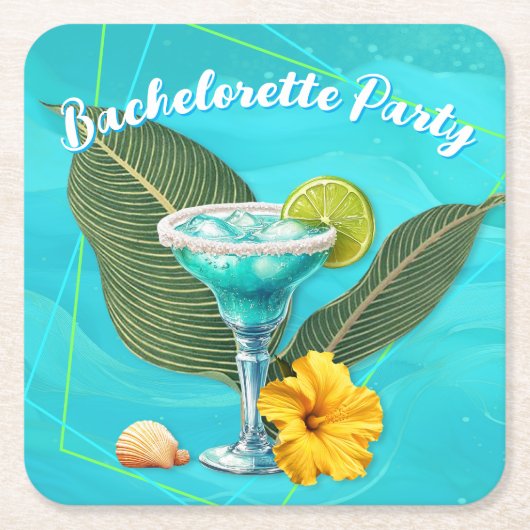 Tropischer Junggeselinnen-Abschied Blue Waves Rechteckiger Pappuntersetzer (Vorderseite)