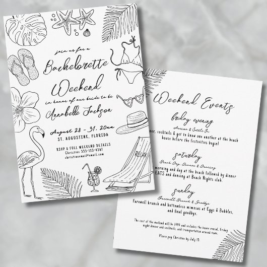 Tropischer Junggeselinnen-Abschied Einladung