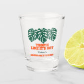 Tropischer Junggeselinnen-Abschied Glitzer Monster Schnapsglas (Vorderseite)