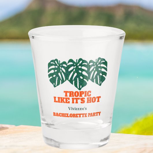 Tropischer Junggeselinnen-Abschied Glitzer Monster Schnapsglas
