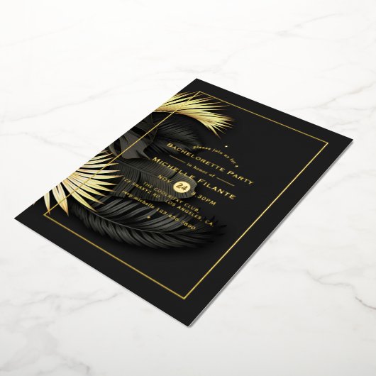 Tropischer Junggeselinnen-Abschied in Schwarz und Folieneinladung (Gedreht)