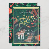 Tropischer Junggeselinnen-Abschied mit Blumenmotiv Einladung (Vorne/Hinten)