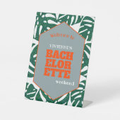 Tropischer Junggeselinnen-Abschied Monstera Willko Sockelschild (Vorderseite)