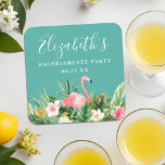 Tropischer Junggeselinnen-Abschied Rechteckiger Pappuntersetzer<br><div class="desc">Watercolor Tropical Floral Greenery Junggeselinnen-Abschied Paper Untersetzer mit rosa Flamingo.</div>