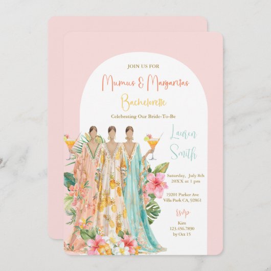 Tropischer Junggeselinnen-Abschied von Mumu und Ma Einladung (Vorne/Hinten)