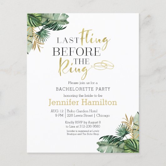 Tropischer Junggeselinnen-Abschied Wasserfarbe Ein (Vorderseite)