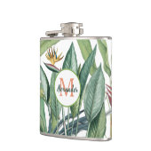 Tropischer Jungle Banana Tree Strelitzia Monogramm Flachmann (Links)
