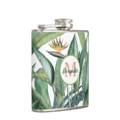 Tropischer Jungle Banana Tree Strelitzia Monogramm Flachmann (Rechts)