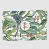 Tropischer Jungle Banana Tree Strelitzia Monogramm Golfhandtuch (Horizontal)