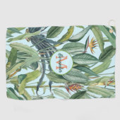 Tropischer Jungle Banana Tree Strelitzia Monogramm Golfhandtuch (Horizontal)