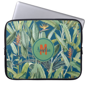 Tropischer Jungle Banana Tree Strelitzia Monogramm Laptopschutzhülle