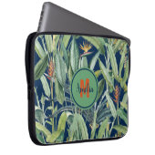 Tropischer Jungle Banana Tree Strelitzia Monogramm Laptopschutzhülle (Vorne Rechts)