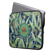 Tropischer Jungle Banana Tree Strelitzia Monogramm Laptopschutzhülle (Vorderseite Links)