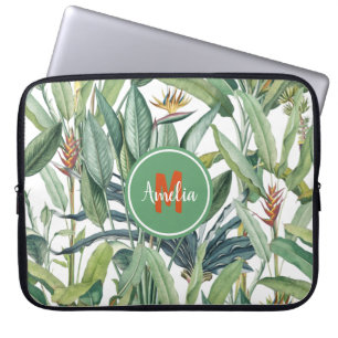 Tropischer Jungle Banana Tree Strelitzia Monogramm Laptopschutzhülle