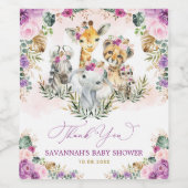 Tropischer Jungle Floral Wild Animals Kinderdusche Weinetikett (Einzelnes Label)