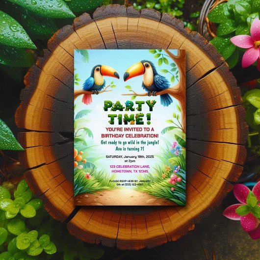 Tropischer Jungle Geburtstagsparty Einladung für K