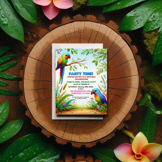 Tropischer Jungle Geburtstagsparty Einladung für K