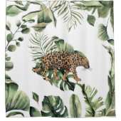 Tropischer Jungle Safari Botanischer Jaguar Duschvorhang (Vorderseite)