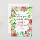 Tropischer Jungle Safari Erster Geburtstag Dankeskarte (Vorne/Hinten)